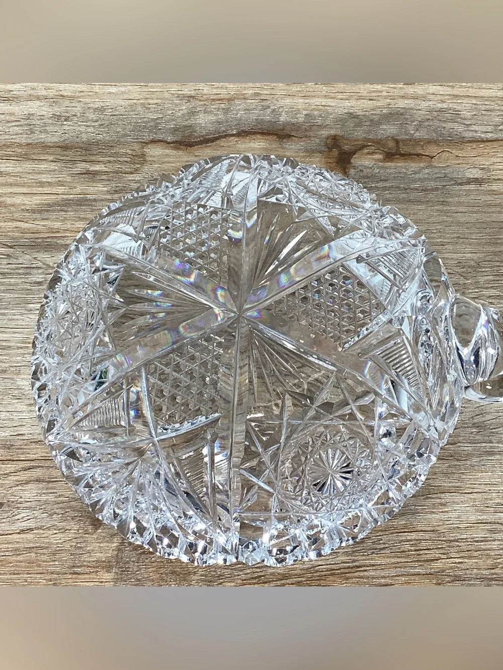 Vintage Brilliant Cut Crystal Nappy Dish with Cocktail Fork